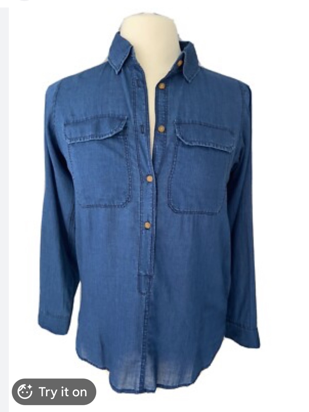 J. CREW indigo cotton gauze button front shirt NEW NWT Size 10 - Picture 3 of 6